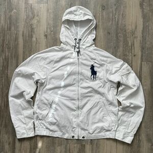 Polo Ralph Lauren Big Pony White Windbreaker Mountain Parka Jacket Size S